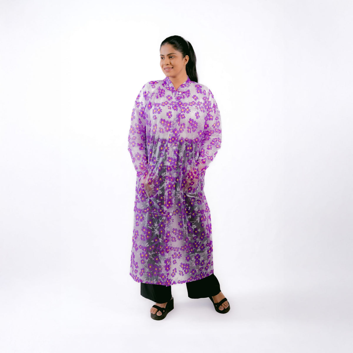 Daisy Raincoat - L, Purple image