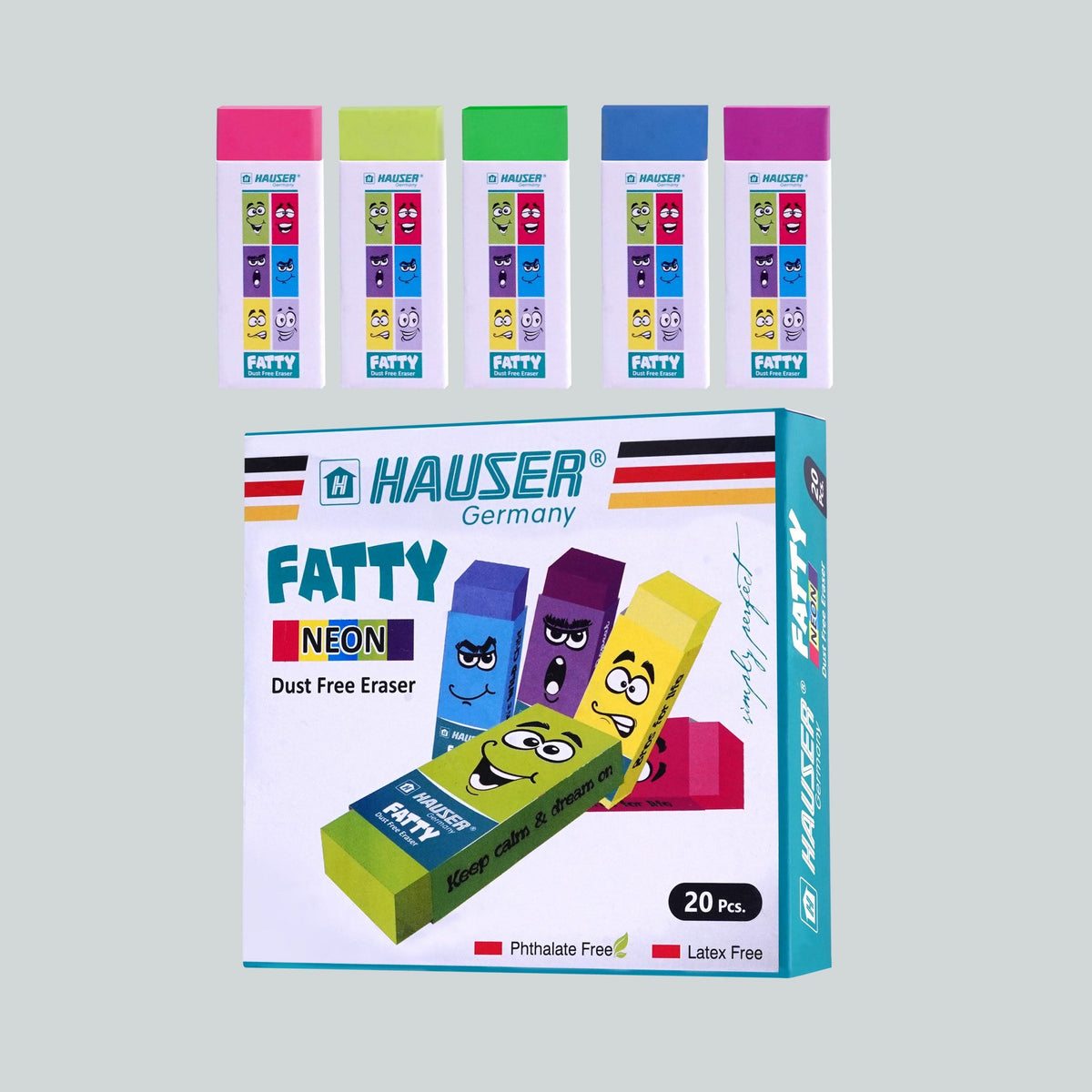 Hauser Large Neon Erasers 20 Pcs image 1