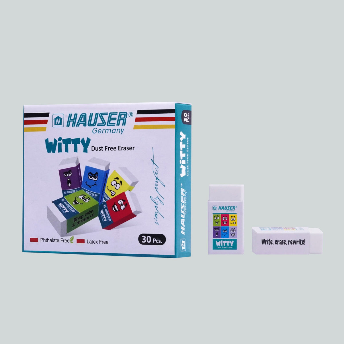 Hauser Small White Erasers 30 Pcs image 0