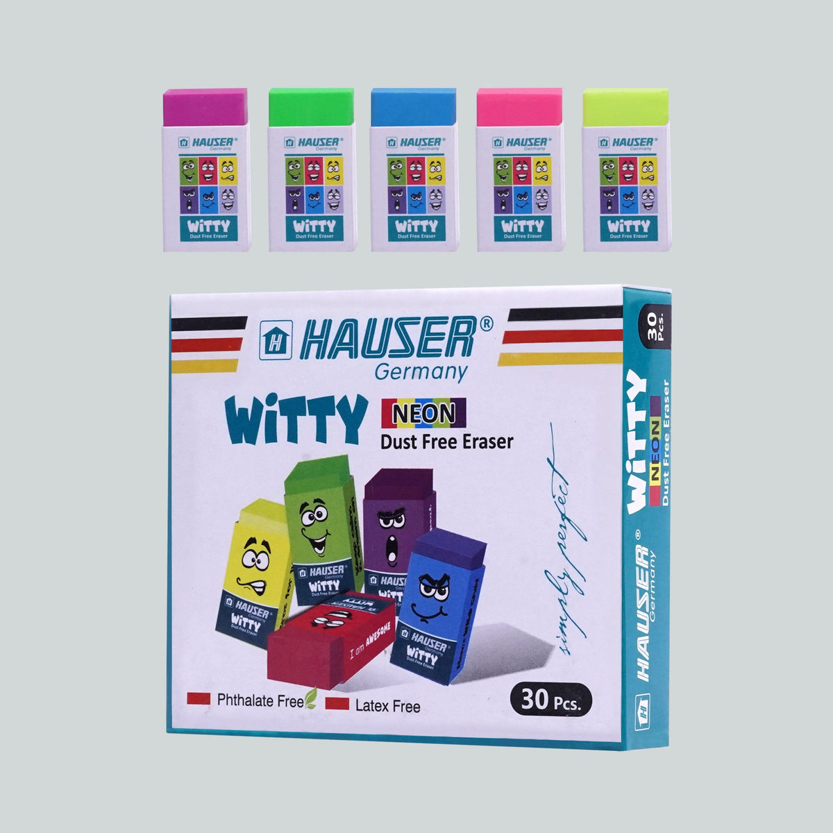 Hauser Small Neon Erasers 30 Pcs image 0